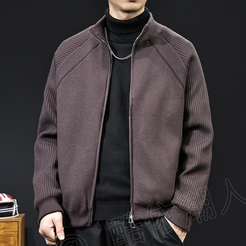 Herren High-Neck Weiße Daunenjacke: Strickmantel Pullover für Herbst/Winter 2025, Lässig und Übergröße.