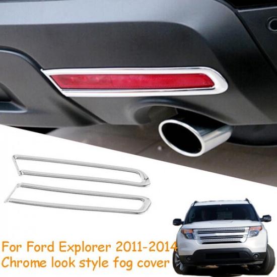 2pcs ABS Chrome Rear Tail Fog Light Lamps Cover Trim For Ford Explorer 2011-2015