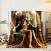 Egyptian Goddess Golden Winged Throne Bedroom Blanket for Livingroom Couch Lunch Break Soft Throw for Friend's Festival Gift