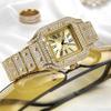 Square Luxury Watches For Women Hip Hop Diamond Golden Casual Alloy Band Simple Quartz Watch Relogios Feminino Fashion