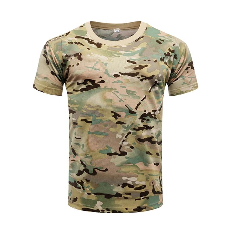 Camouflage 3D T-shirt men's outdoor fashion casual round neck short sleeved summer street outdoor sports T-shirt lightweight bre