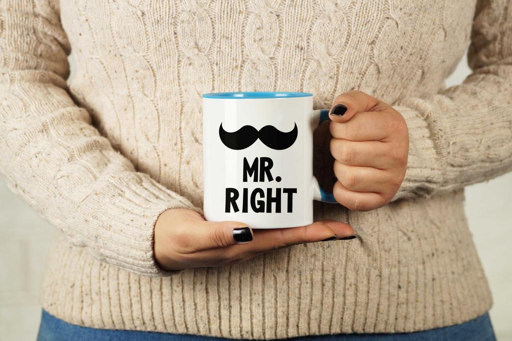 Inkdotpot Mr.Right Funny Novelty 11 Oz Coffee Mugs Great For Groom Engagement Gift Ceramic