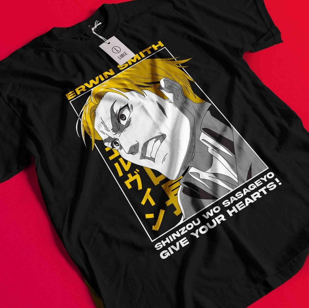 

Футболка Атака Титанов Эрвин Футболка Леви Футболка АОТ Ханге Эрен Микаса Армин Футболка L