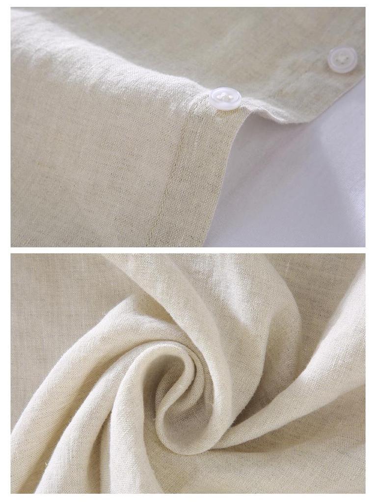 Men's Long Sleeve White Linen Shirt – Breathable, Casual, Korean Style for Spring/Summer