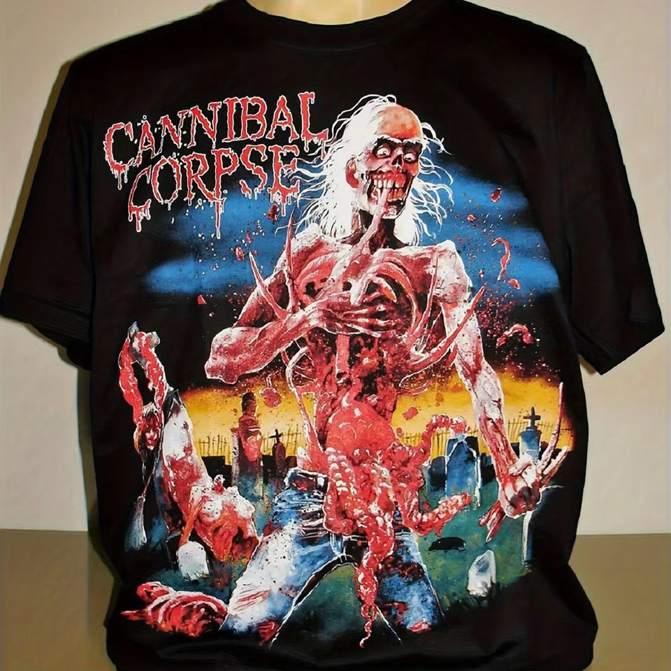 Cannibal Corpse Devouring Revival Men's T-shirt Death Metal Pattern T-shirt Outdoor Leisure Horror Theme Clothing