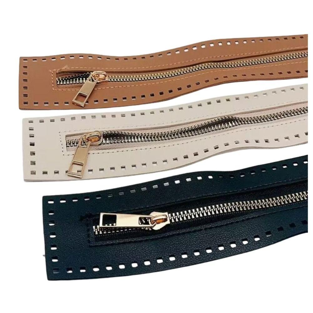 

2 шт. сумка сумка фурнитура молния искусственная кожа стежок молния практичная кожаная сумка на молнии коричневый