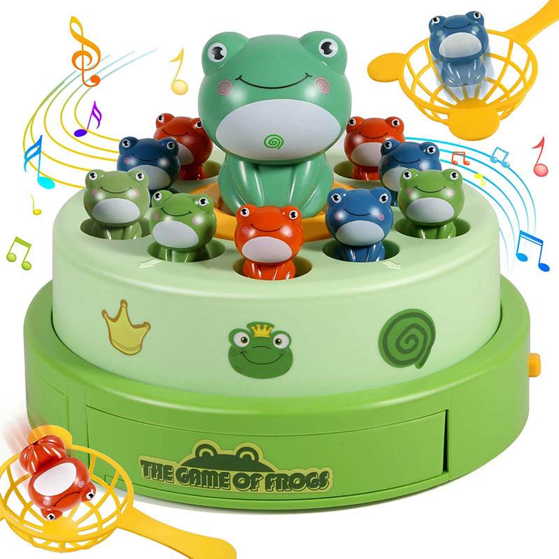 Fun Children'S Catapult Turntable Cartoon Net Fishing Bouncing Little Frog Concentration Interactive Training Puzzle Desktop Toy