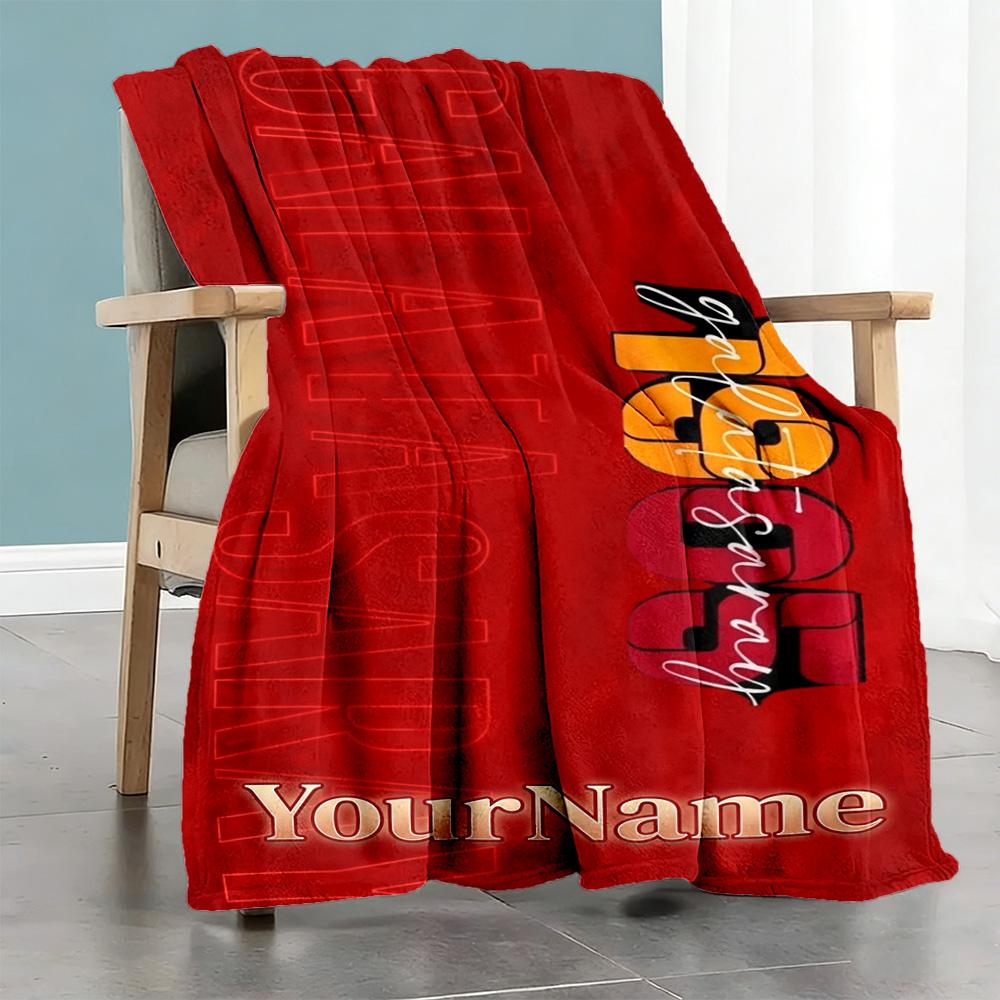 Galatasaray Customize Text Blanket Gift Personalized Blanket Ultrasoft Perfect For Couch Bed Sofa Seaside Ideal For All Seasons