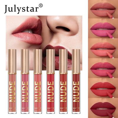 Lucidalabbra Vellutato Opaco Nude Naturale a Lunga Durata Altamente Pigmentato Non Appiccicoso Tinta Labbra Rossetto Liquido Trucco Labbra per Uso Quotidiano