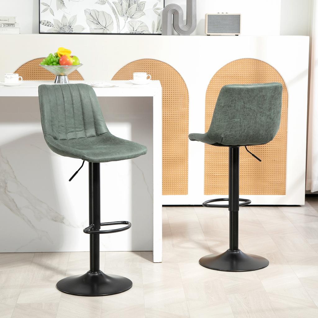 Set of 2 Leathaire Tub Bar Stools - Green