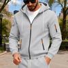 Men Loose Plus Size Zip Up Hooded Fleece Lined Casual Sports Open Front Hoodie Jacket