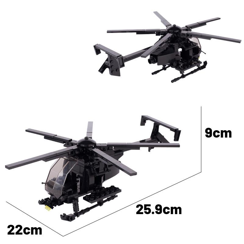 Moderner Militär US MH-6 Little Bird Hubschrauber Bausteine DIY Spielzeug Geschenke moc Blöcke