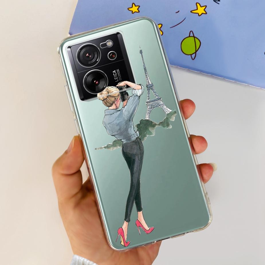 For Xiaomi 13T Pro Case Luxury Painted Back Cover Clear Silicone Phone Case For Xiaomi Mi 13T Pro 13TPro Soft Fundas 6.67'' Bags