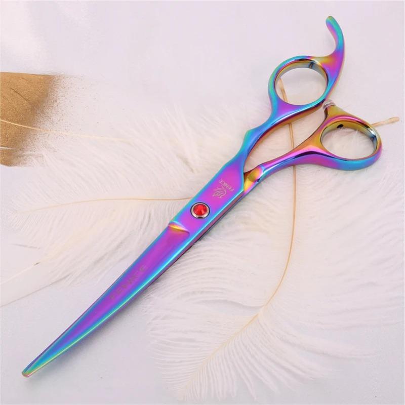 Fenice Curved Grooming Scissors 7.0 Inch Up Curved Scissors for Dogs Pet Shears