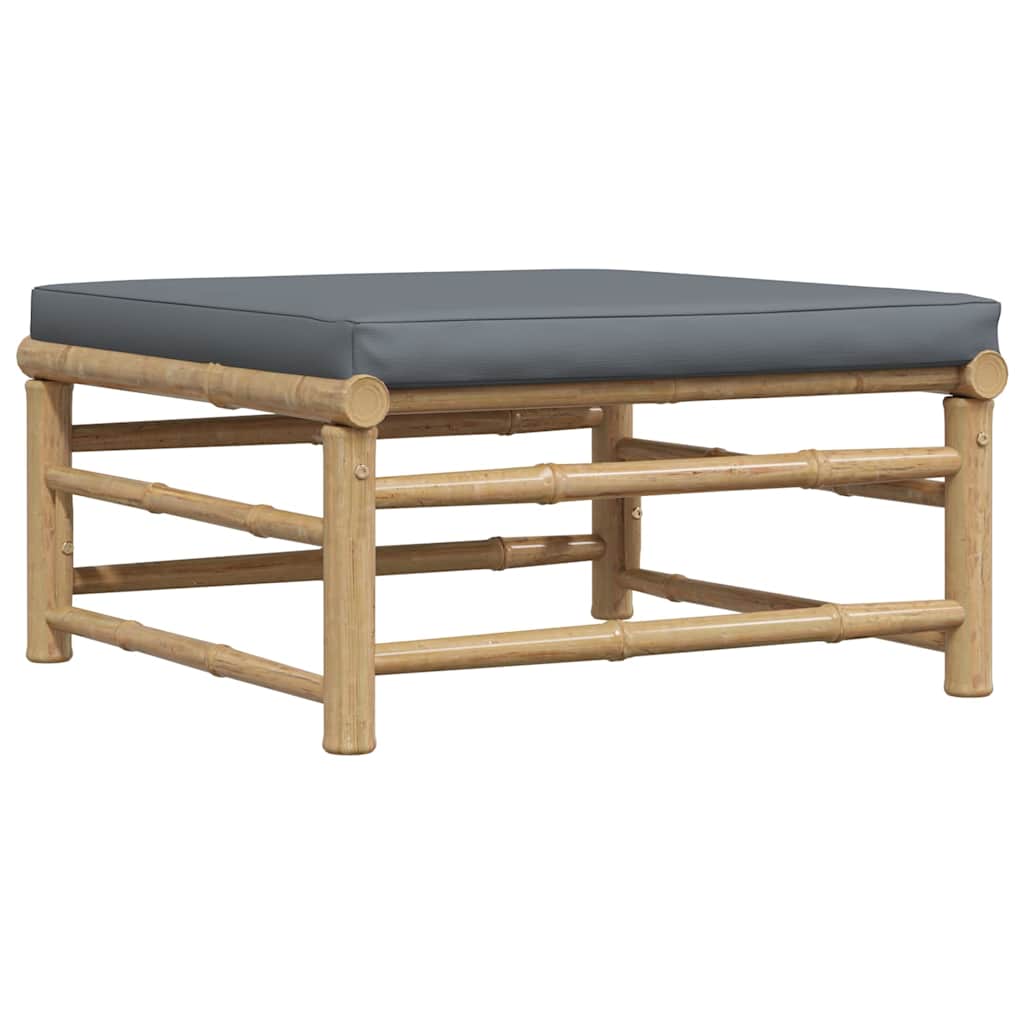 3 Piece Garden Lounge Set with Dark Grey Cushions Bamboo