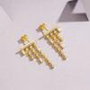 Bar Top Linear Dangle Earring with Graduated Chain Tassel 18K Gold Plated S925 Silver for Evening Party  Moissanite Earring