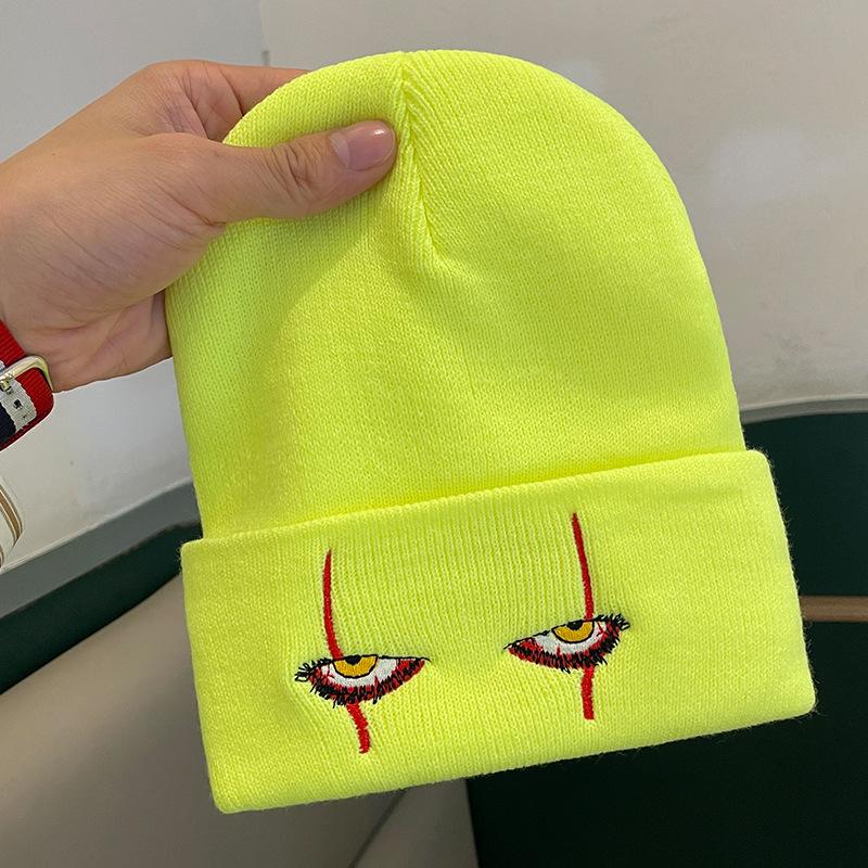 

Персонализированная смешная шерстяная шапка на осень и зиму для женщин, вязаная шапка с вышивкой «Глаза клоуна», универсальная теплая хип-хоп шапка-пуловер от холода для мужчин one size