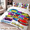 Custom Name Text 3Pcs Bedding Set Geometry Dash Duvet Cover And Two Pillowcases