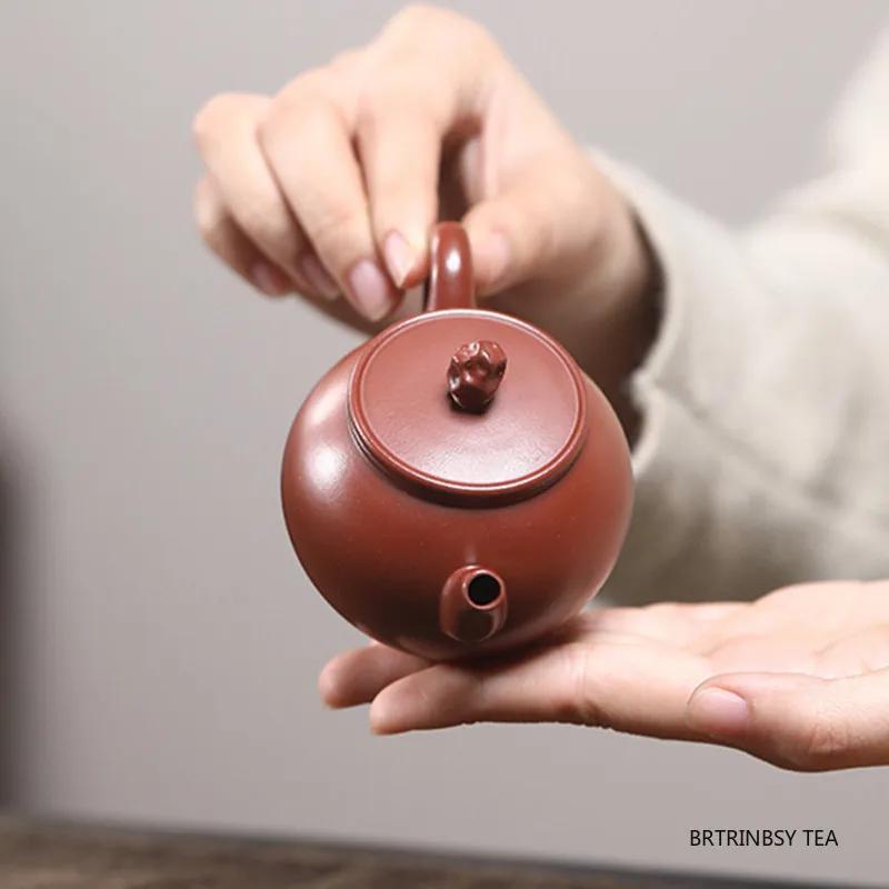 Chinese Tradition Yixing Purple Clay Teapot Beauty Tea Infuser Kettle Handmade Stone Zisha Tea Pot Household Tea Set 110ml