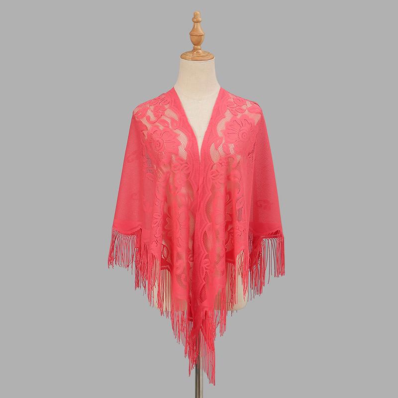New Lace Women Scarf Shawls Fringe Solid Muslim Hijab Party Shawl KTY