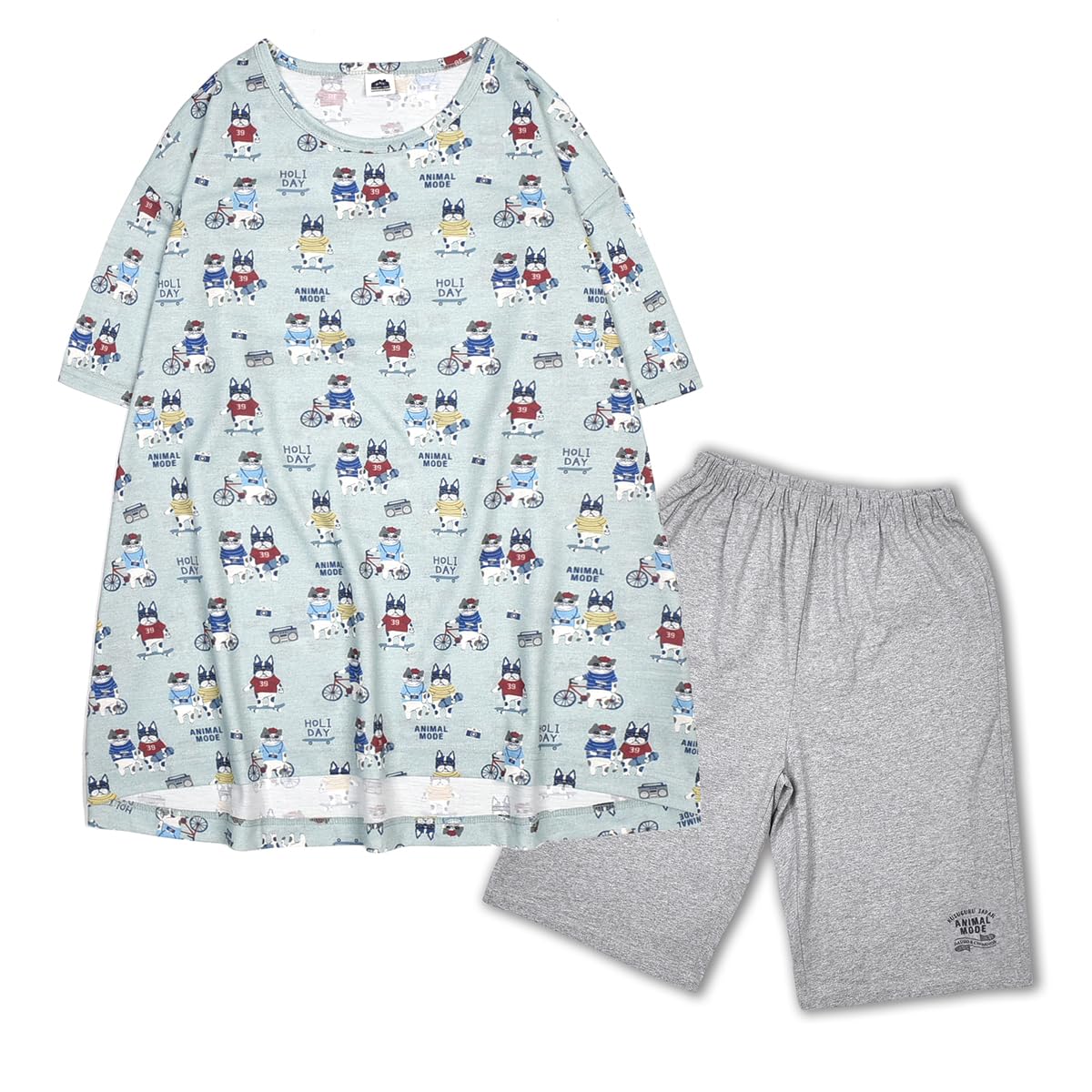 

Kusguru Japan Cotton Knit Pajama Women s Set, Blue-Green