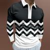 Slim Fit Long Sleeve Zip Polo Shirt, Stylish Casual Men's Top