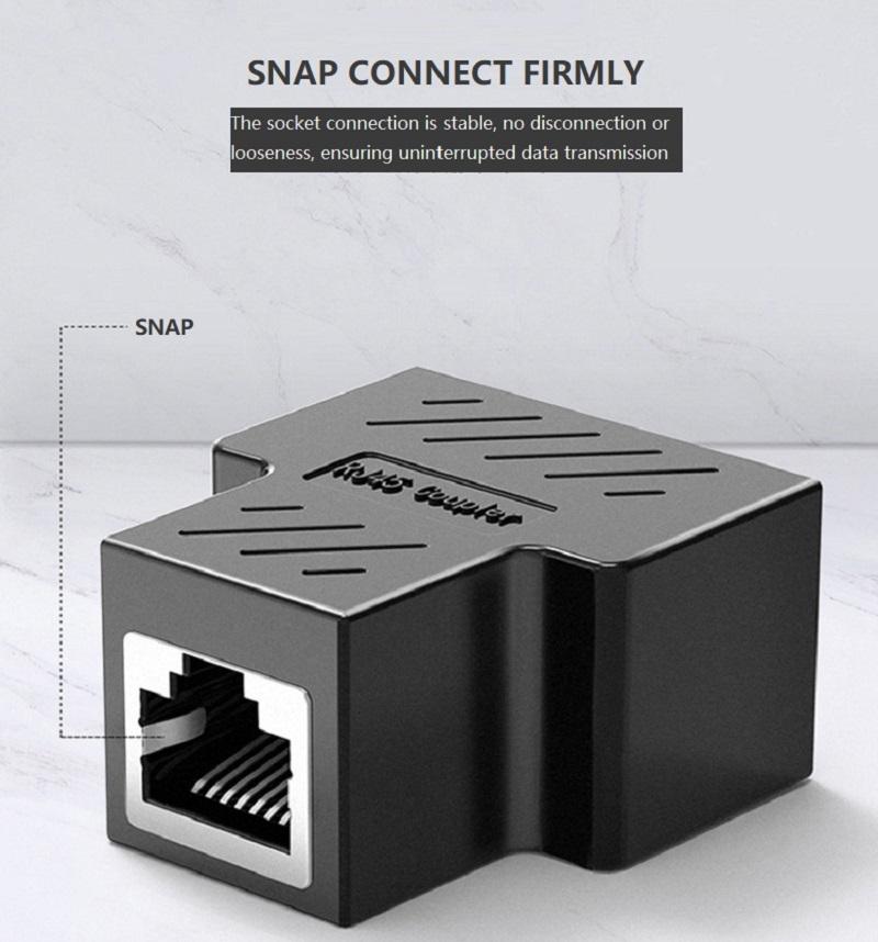 2Pcs 1 To 2 Way LAN RJ45 Extender Splitter Ethernet Adapter For Internet Cable Connection 1 Input 2 Output High Quality