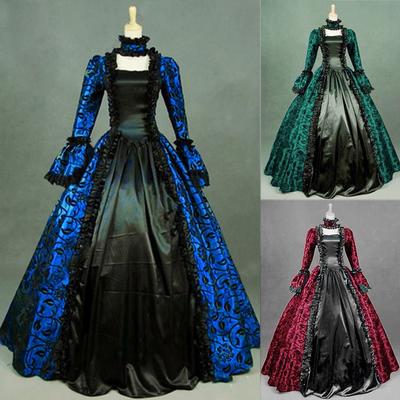 Women Fall Winter Gothic Retro Floral Print Ball Gowns Gowns Dress