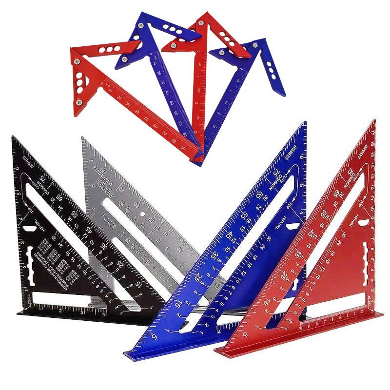ZJ Aluminum Alloy 7" Triangle Woodworking Ruler - Inch/Metric 90° Right Angle Ruler
