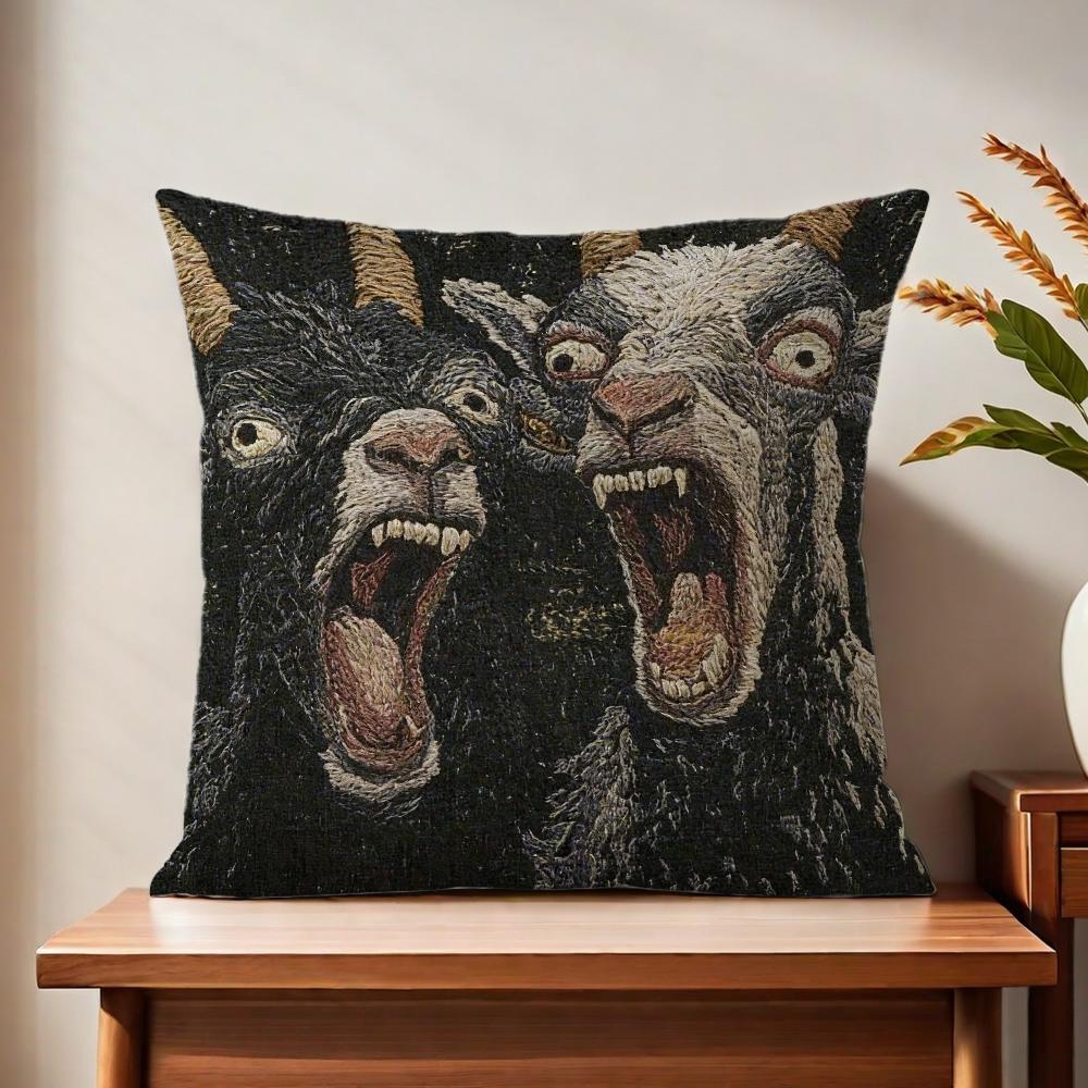 Spooky Goat Face 2D cute cushion cover For Pillow Printing Sofa Decoration Home Car Room Coffee Shop Office Nordic Simplicity