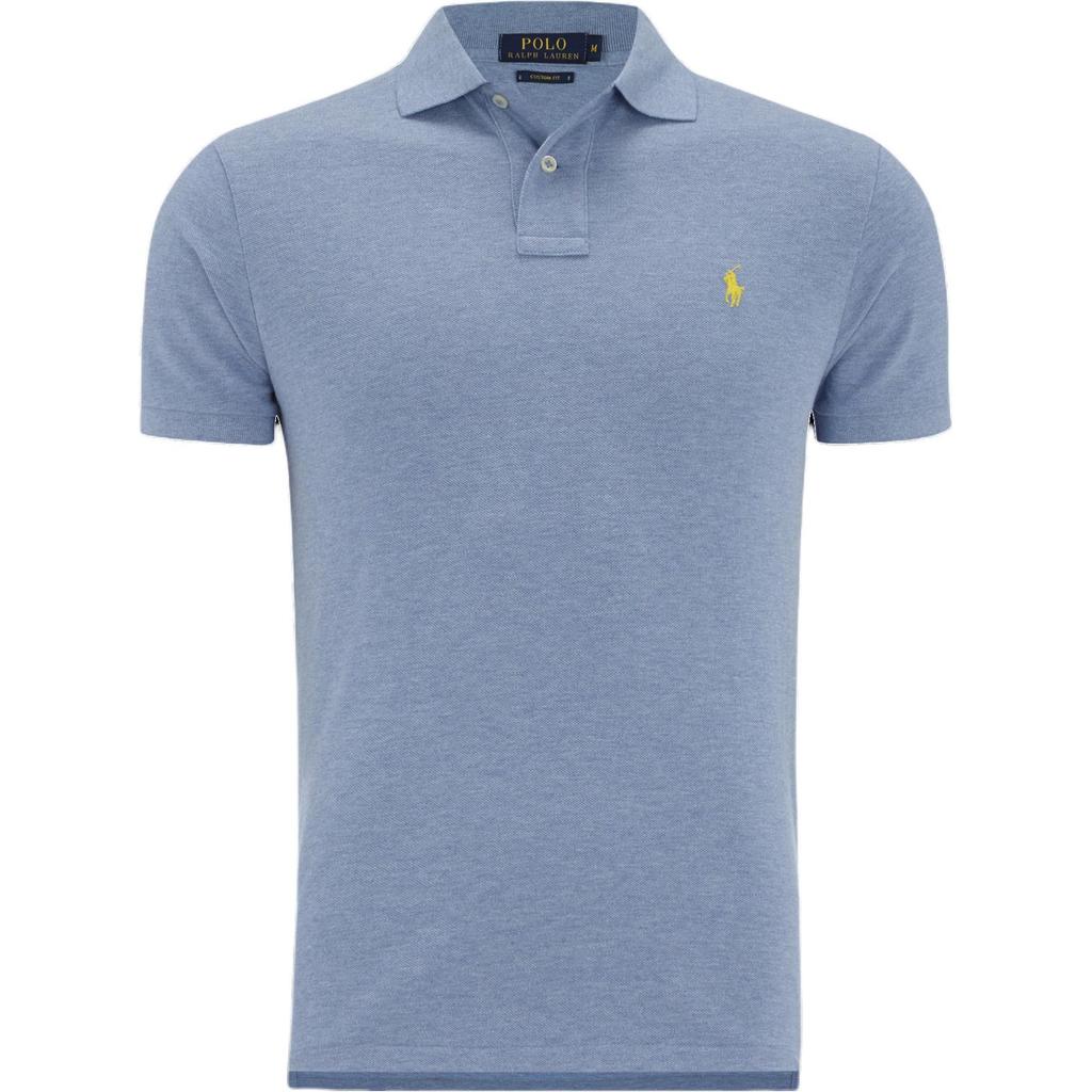 Polo Ralph Lauren Solid Color Logo Pattern Embroidered Pullover Straight Fit Short Sleeve Polo Shirt Men tops Blue 710705571-009