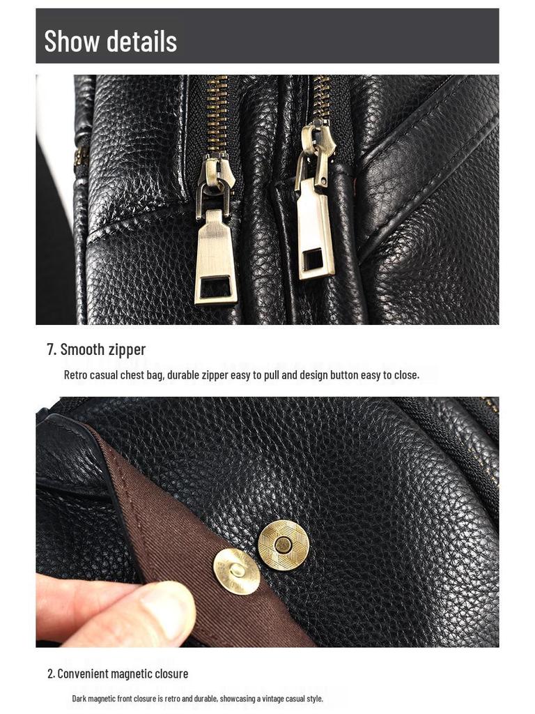 DUJIANG Men's Retro Leather Crossbody Bag - Large Capacity, Multifunctional Commuter Shoulder Bag