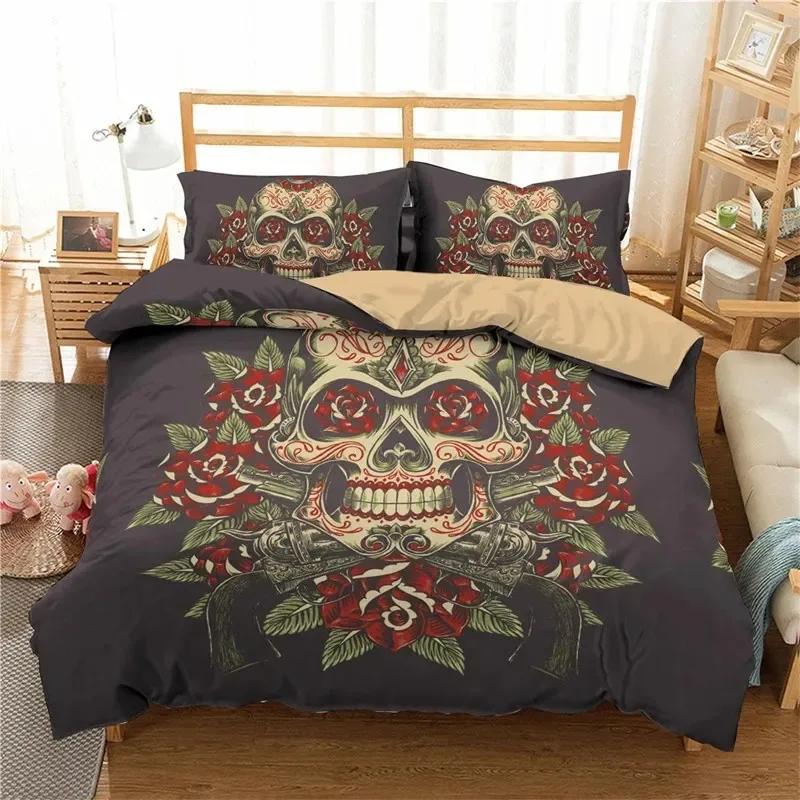 3D Printed Gothic Skull Bedding Set Duvet Cover Bedroom Comforter Covers Single Twin King Size Quilt Cover Home Textile