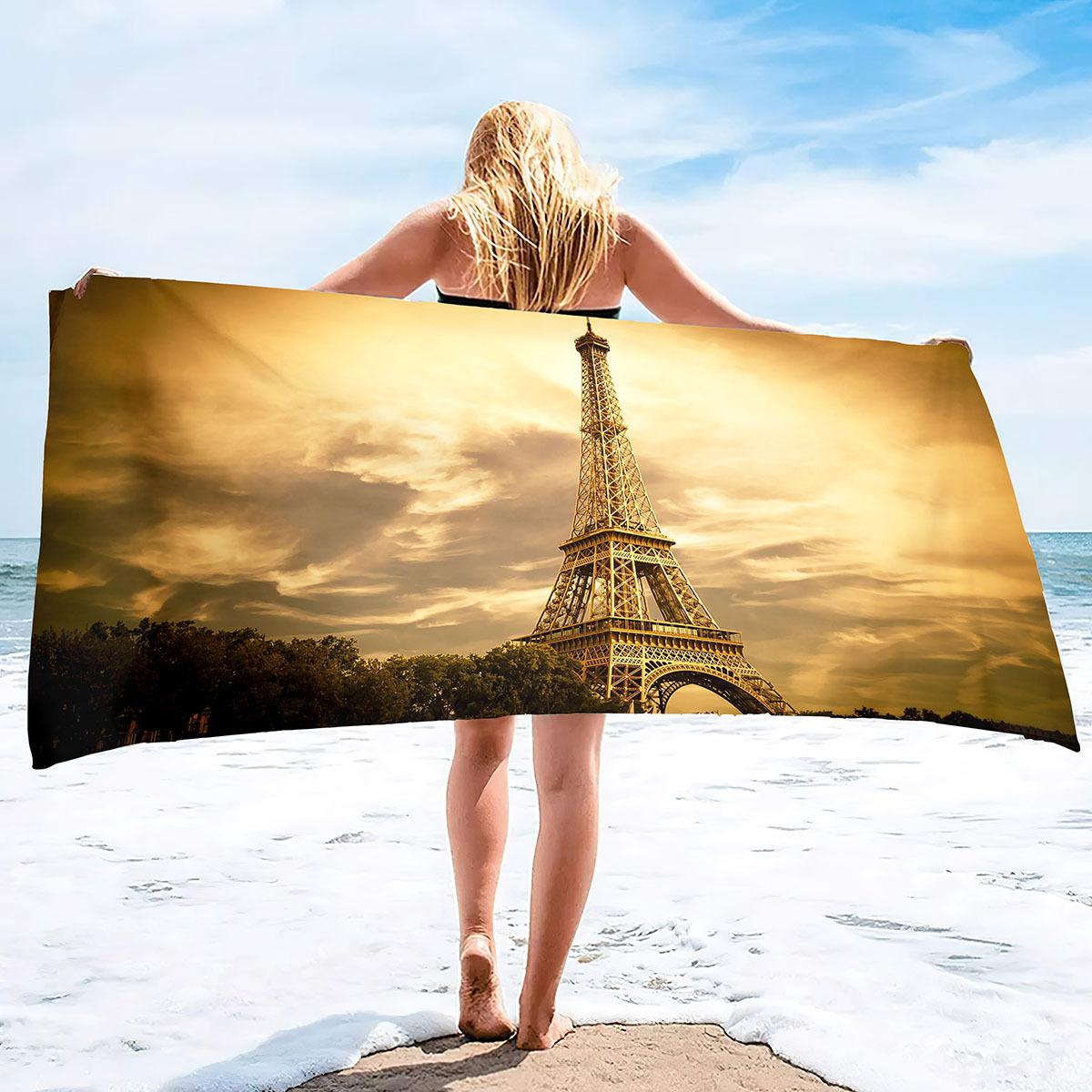 Eiffel Tower Pattern Series Seaside Vacation Beach Towel Swimming Bath Towel Sports Towel Straight For more sizes, contact customer service.
