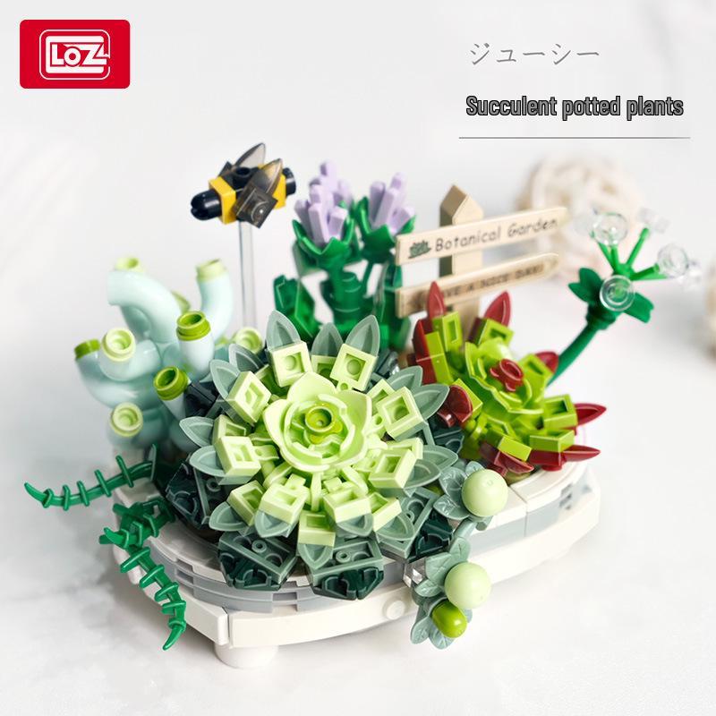 LOZ Succulent & Cherry Blossom Bonsai Building Blocks - Flower Bouquet Toy for Girls Gift Assembly