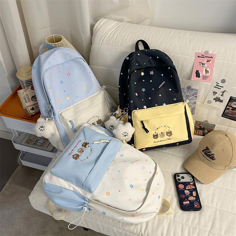 Cartoon Embroidered Student Schoolbag Girls Large Capacity Backpack