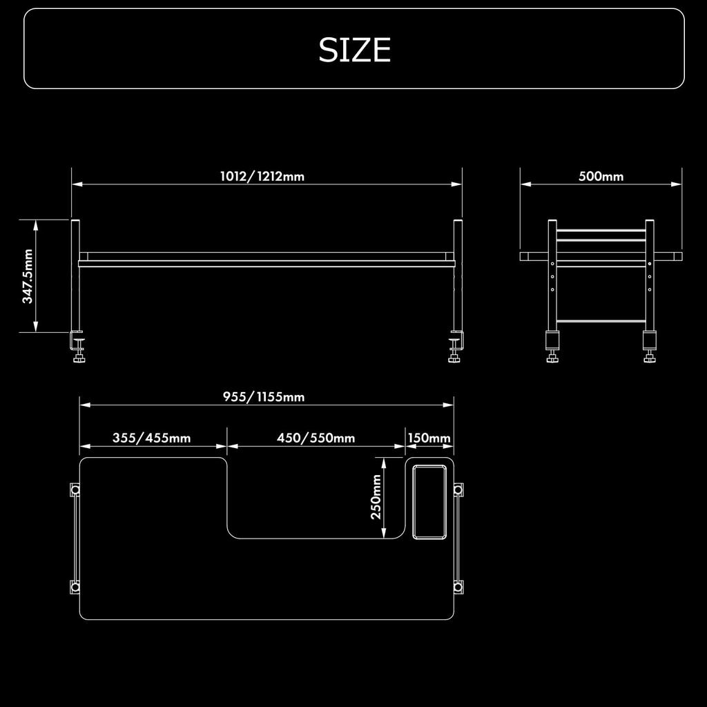 Bauhutte Figure Desk Rack a wide rack that converts your desk into a compatible with and includes a BHS-1200D-BK, two-story structure, laptops, clamp.