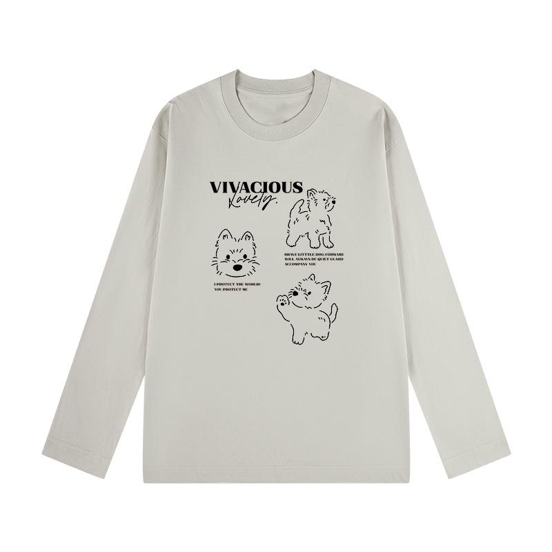 

2025 Korean Style Women s Loose Long-Sleeved Puppy Top - Chic and Trendy S (85-100 lbs)