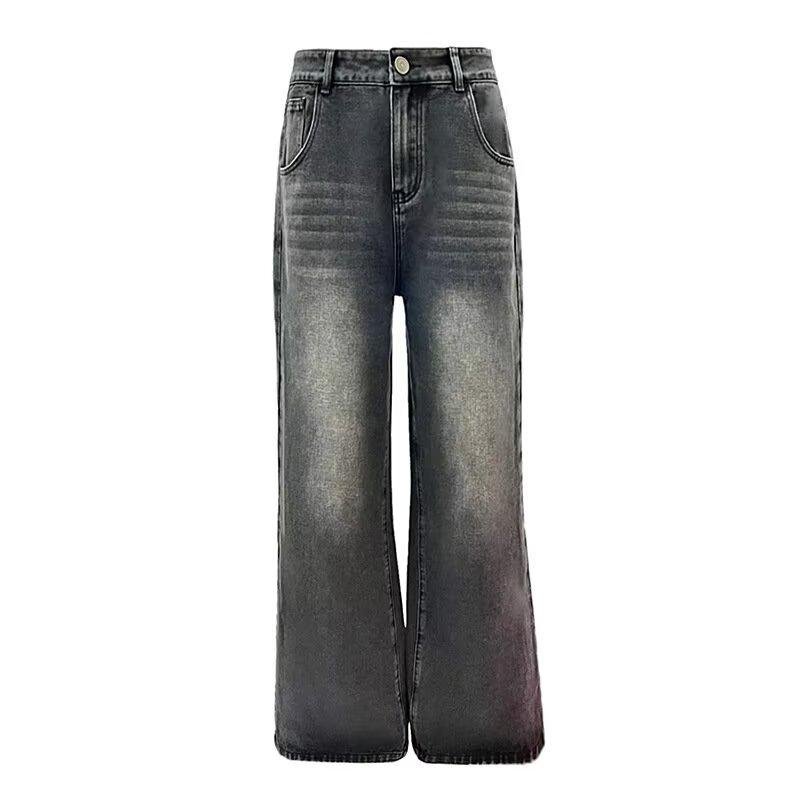 2025 Smoke Gray High-Waisted Wide-Leg Jeans: Trendy Spring Drapey Pants