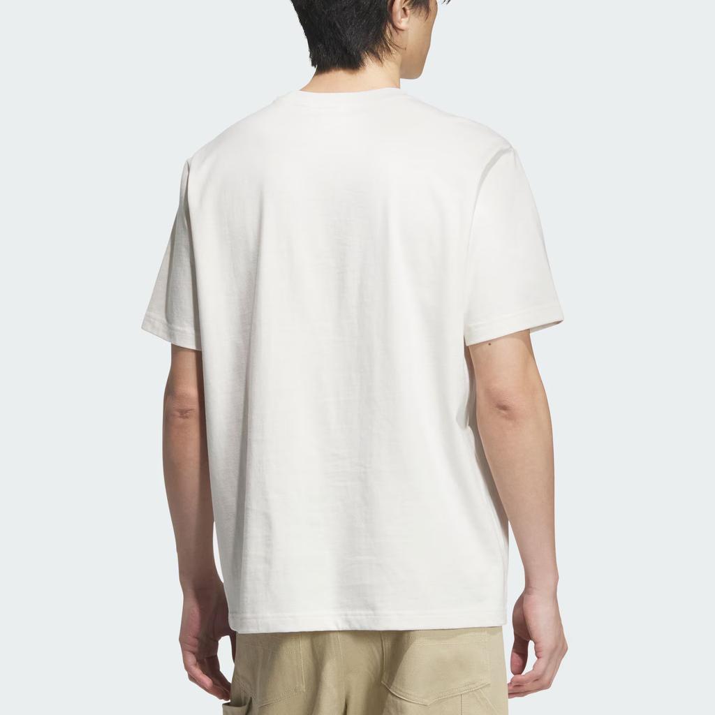 Adidas Originals Monogram Cotton Vintage Loose Fit Crew Neck Short Sleeve T-Shirt Men Tops White JX2628