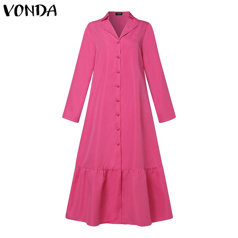 

VONDA женская летняя рубашка с круглым вырезом и коротким рукавом с завязкой на талии, длинные платья