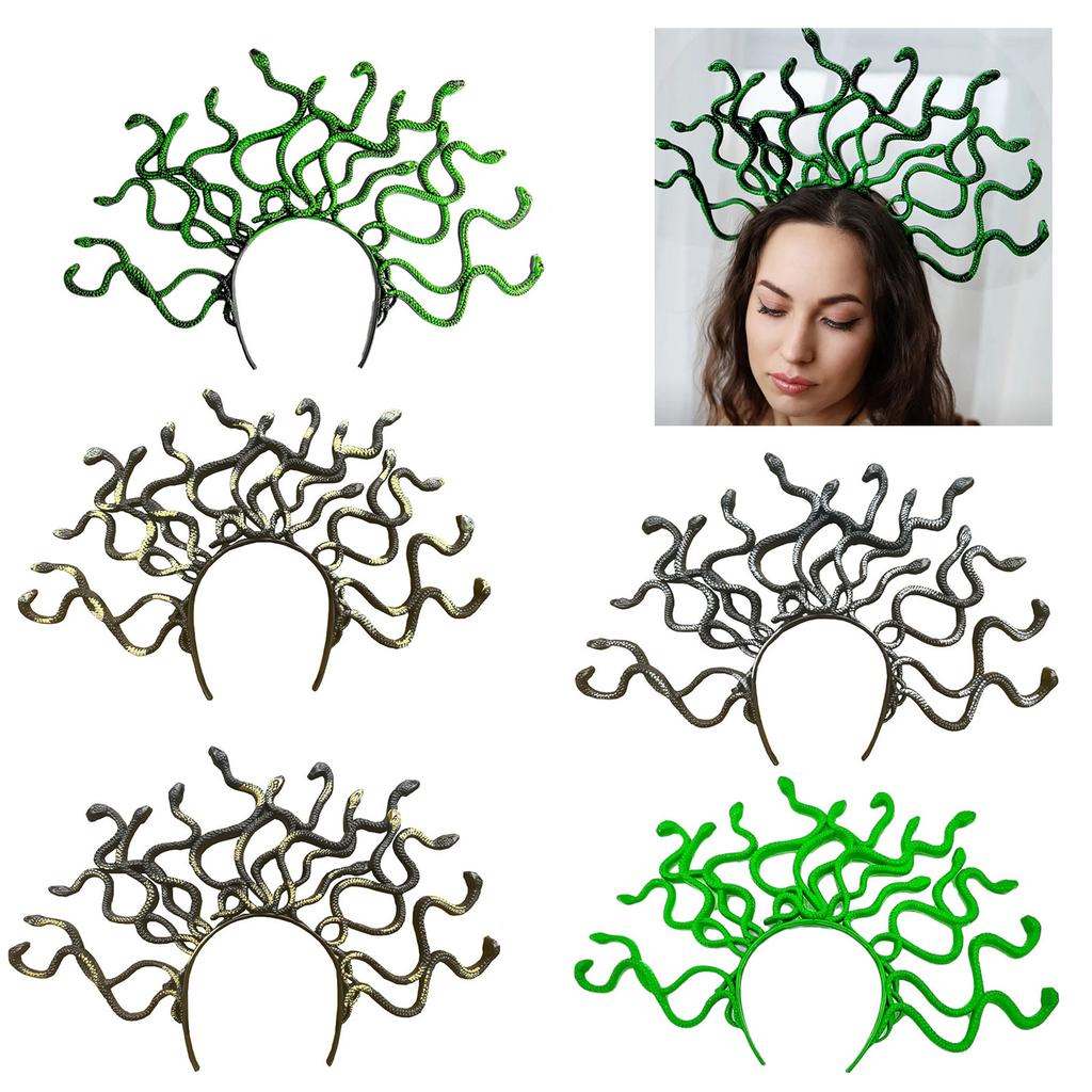 Medusa Halloween Photo Booth Props Metallic Snake Headbands Party Headpiece Crown Headbands for Music Festivals