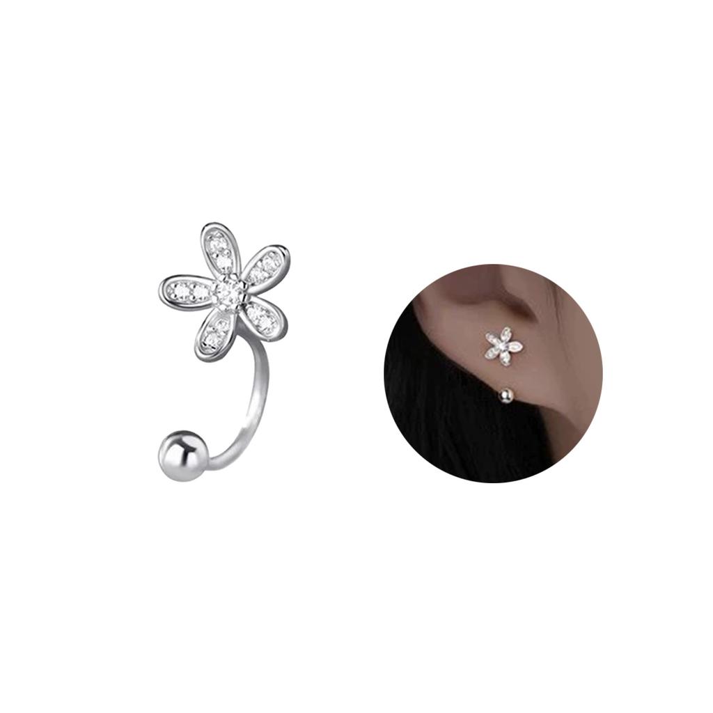 Women's Flower Stud Earrings Charm Elegant Rhinestone Floral Stud Earrings for Bridal Wedding Jewelry