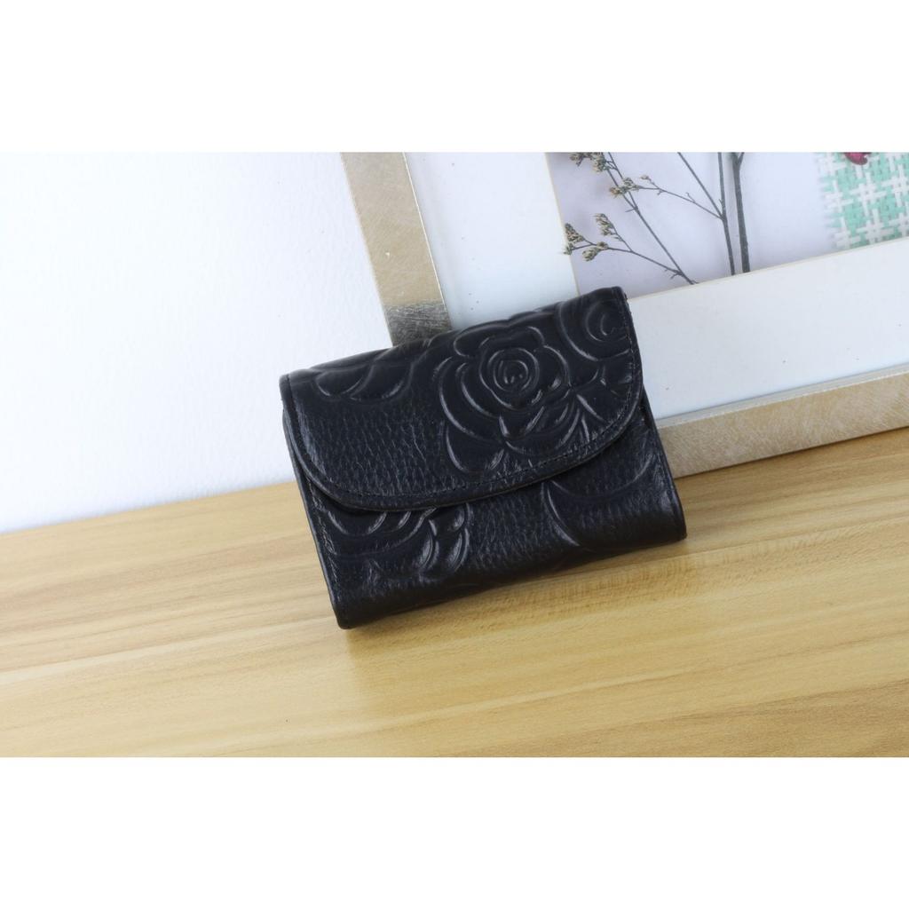 Damski portfel ze skóry bydlęcej, Mały, Prosty i Wygodny, Wielokolorowy, Ręczny, Zapinany na zamek, Organizer na karty