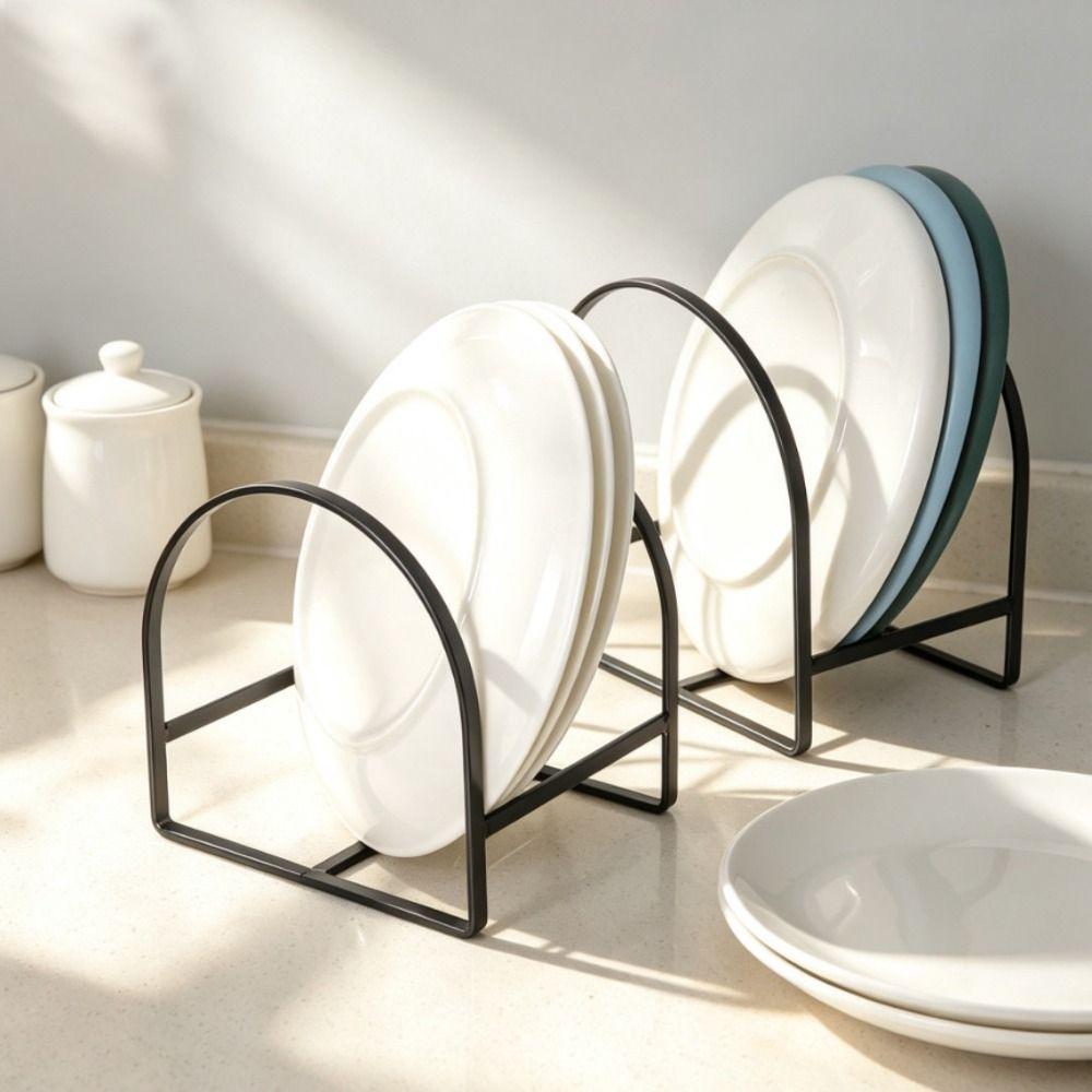 Save Space Plate Storage Rack Quick Drying Dinner Plate Stand Dish Drying Partition Holder Kitchen
