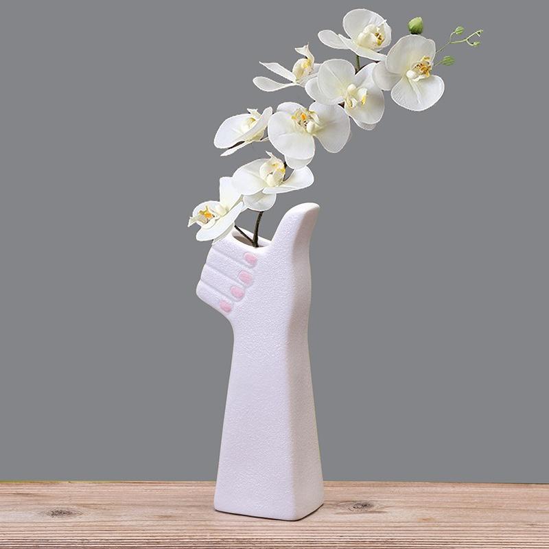 Creative Hand Shape Vase Ceramic Hydroponic Vase Flower Arrangement Home Decor Desktop Art  Ornament Garden Supplies