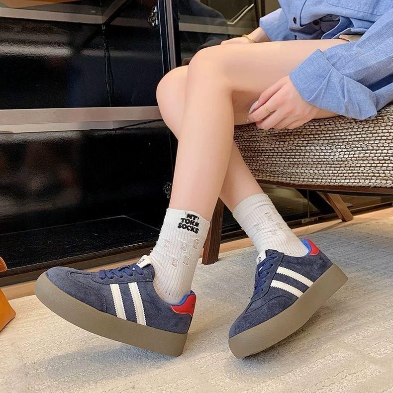 Lace-up Platform Versatile German Training Shoes Women's Autumn New Sports Shoes Casual Shoes Board Shoes Single Shoes