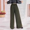 Autumn Winter Women's Ribbed Elastic Waist Wide Leg Pants Casual Loose Long Trousers