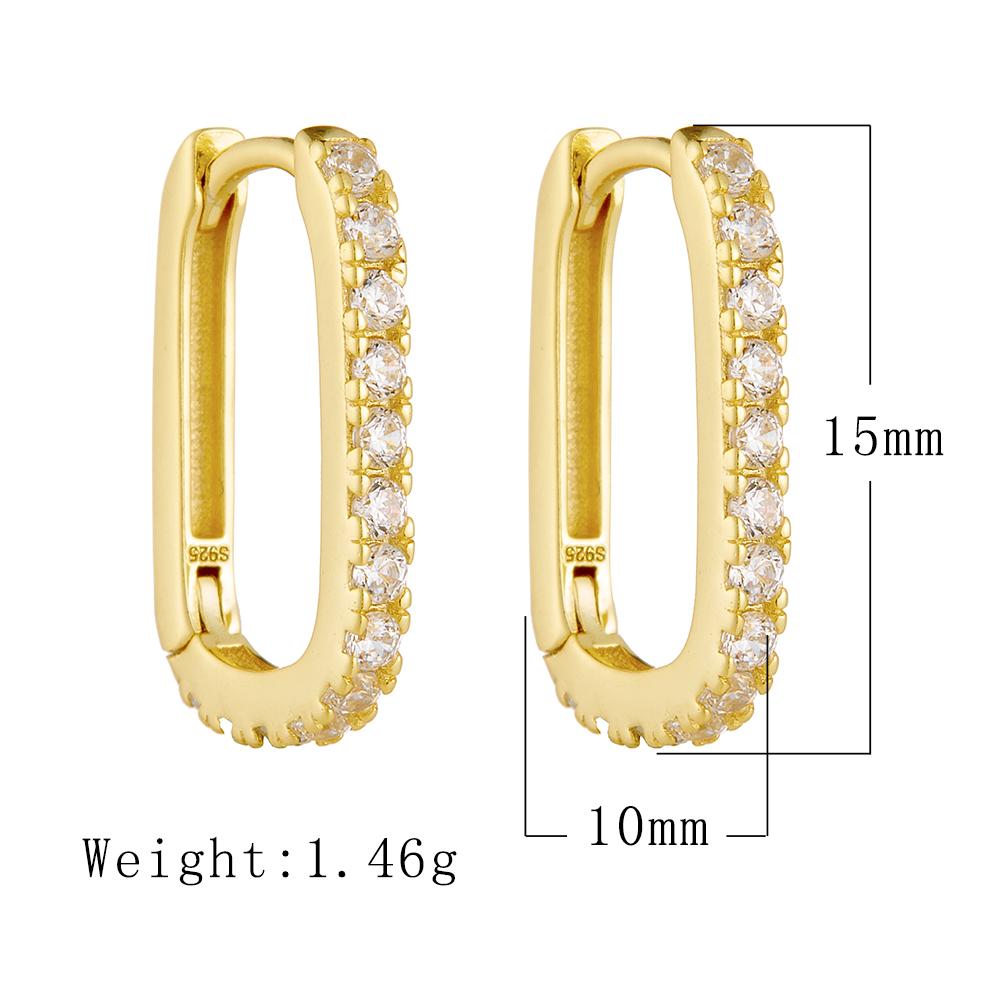 Fashion Personality S925 Sterling Silver Oval Micro-Inlaid Zircon Trend Huggies Earrings Jewelry