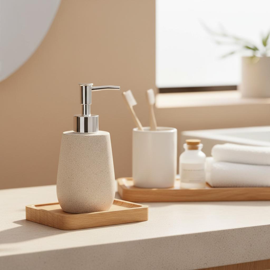 Best-Selling Resin & Stone Modern Refillable Hand Sanitizer Shampoo Soap Body Wash Portioning Bottles Bathroom Use